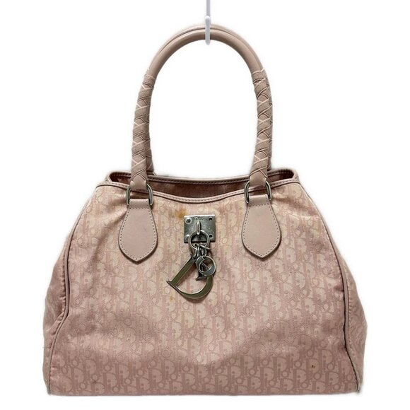 Auth DIOR/ChristianDior Lovely - Pink Nylon Leather Tote Bag - Picture 2 of 10